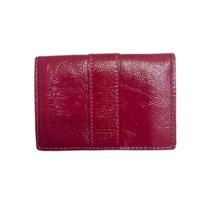 Coach vintage y2k dark pink patent leather card holder ID mini wallet